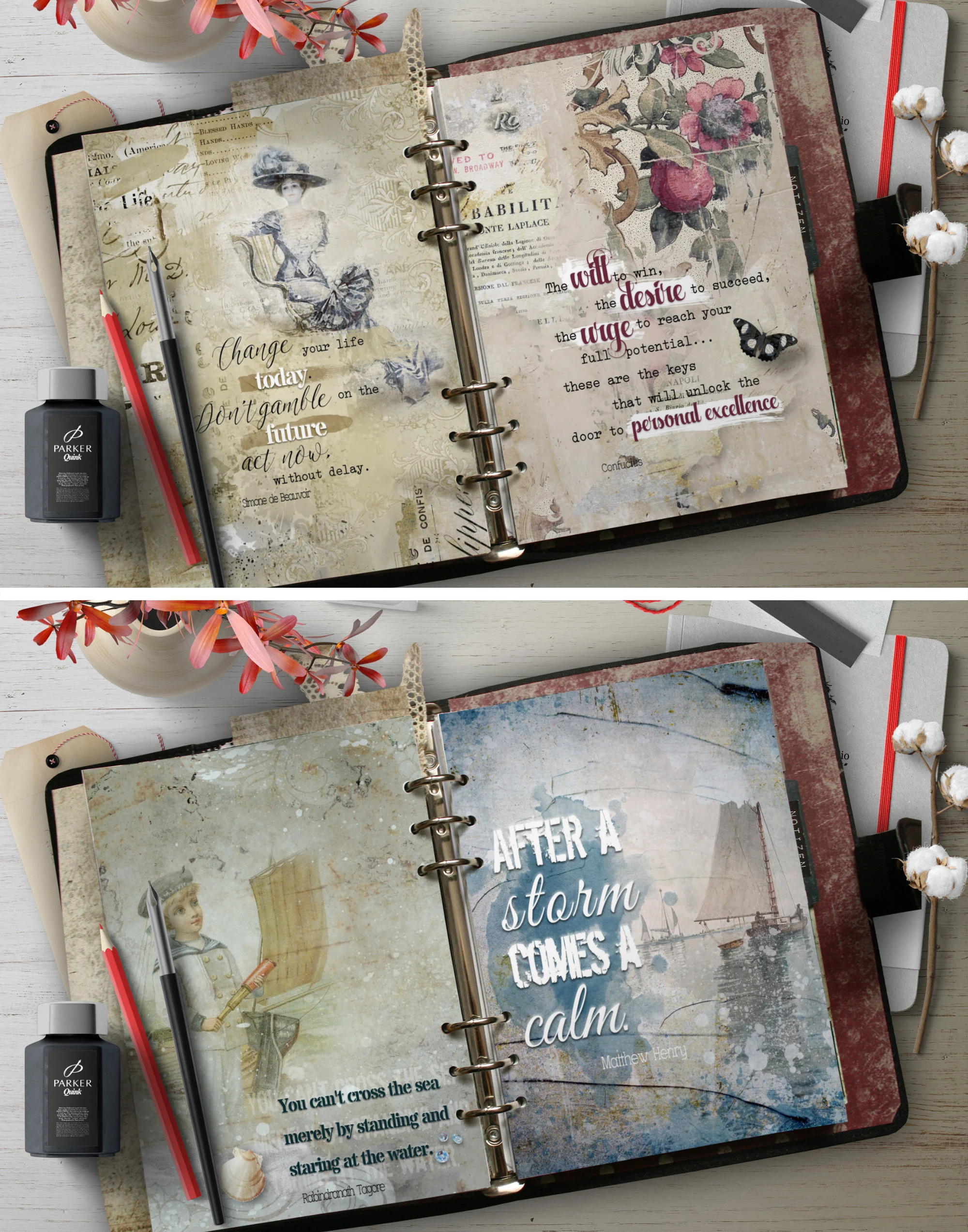 printable A5 Monthly Planner Refill Pages 2026, beautiful Vintage design, PDF Instant Download