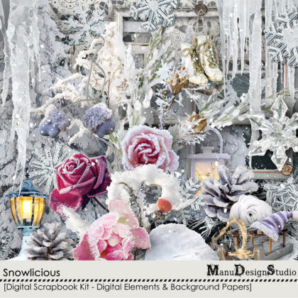 Winter Digital Scrapbook Kit Snowlicious