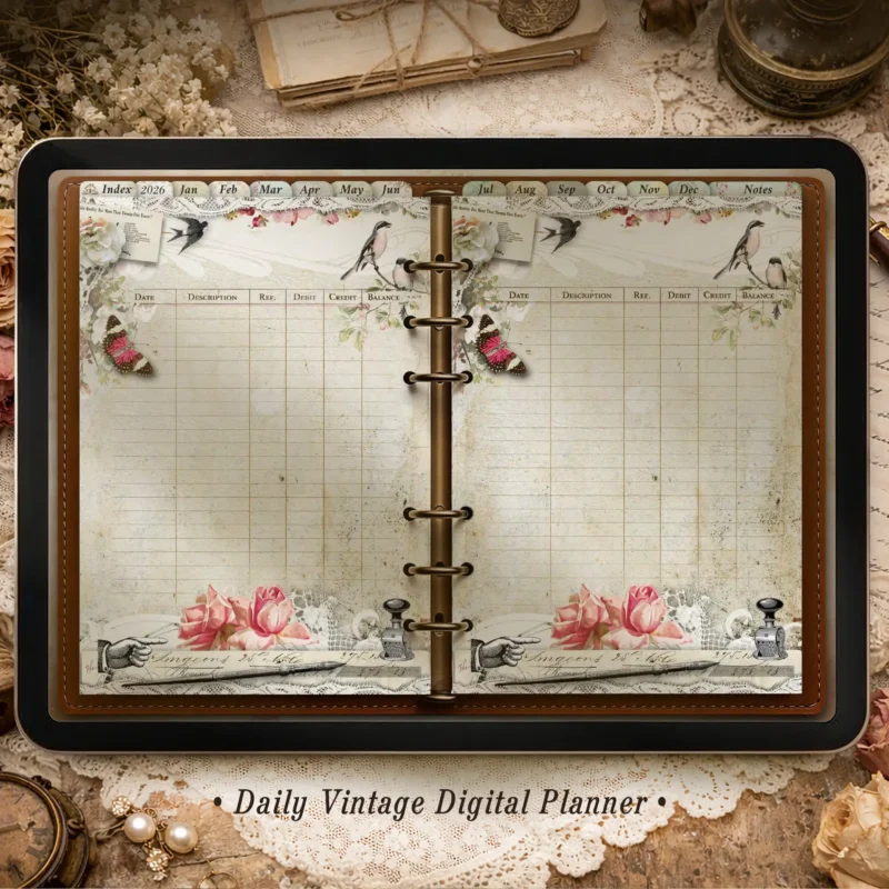 Vintage Daily Digital Planner 2026 for iPad | Illustrated Planner