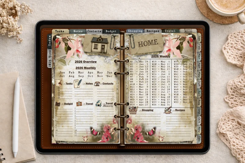 Digital Planner 2026 for iPad | Vintage-Inspired & Hyperlinked