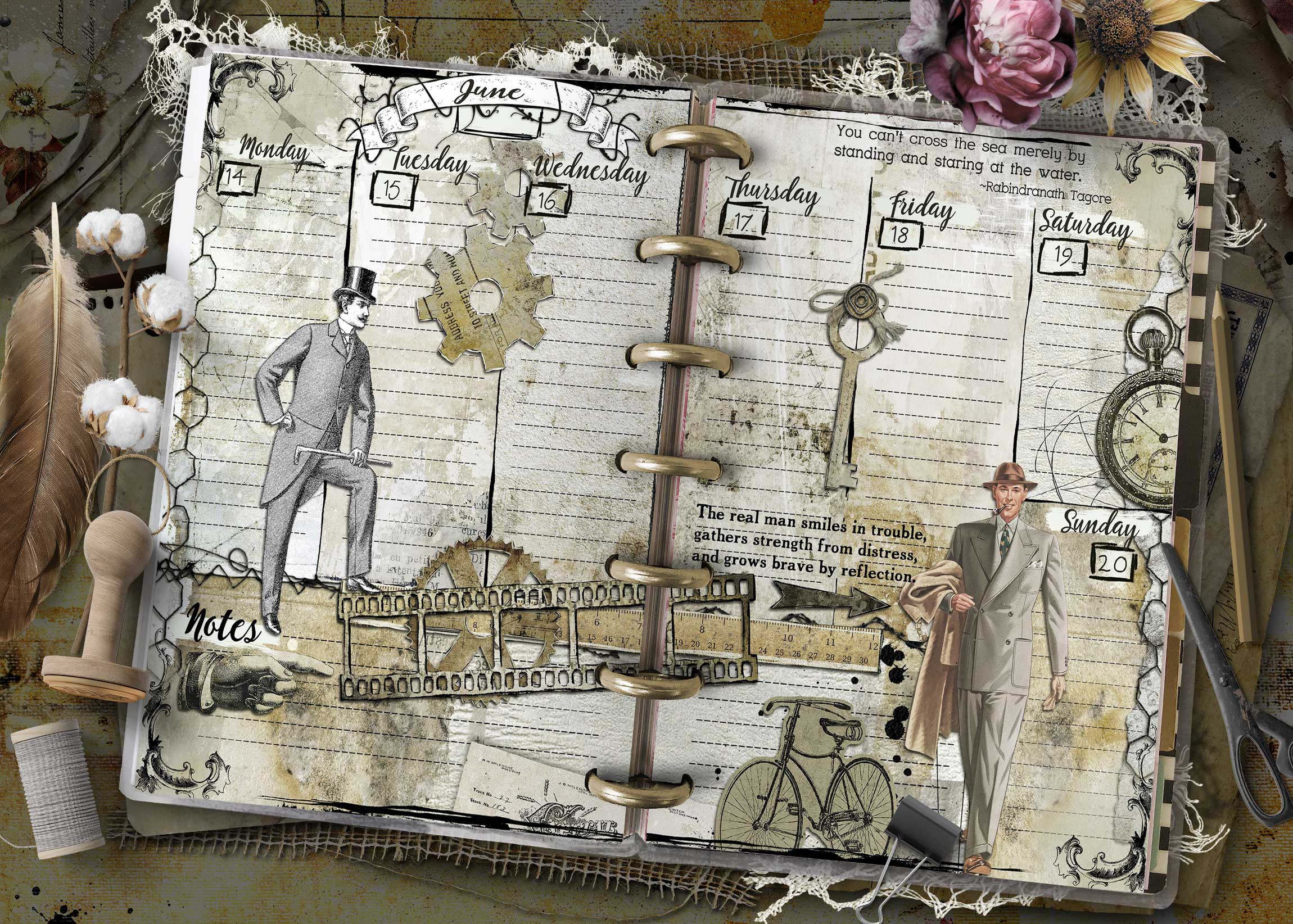2027 Happy Planner Mini weekly printable inserts with vintage desk theme