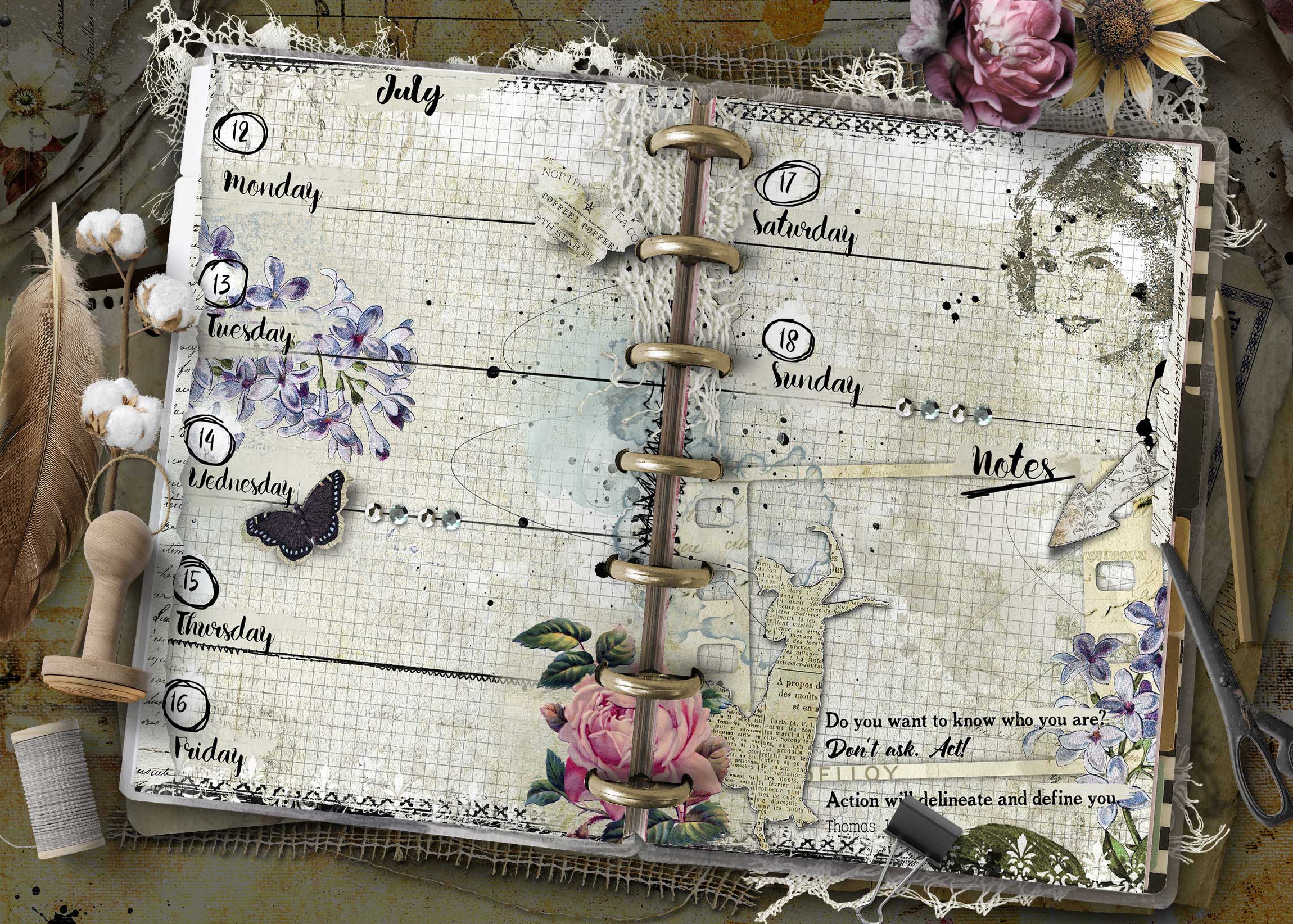 2027 Happy Planner Mini weekly planner insert with vintage floral design