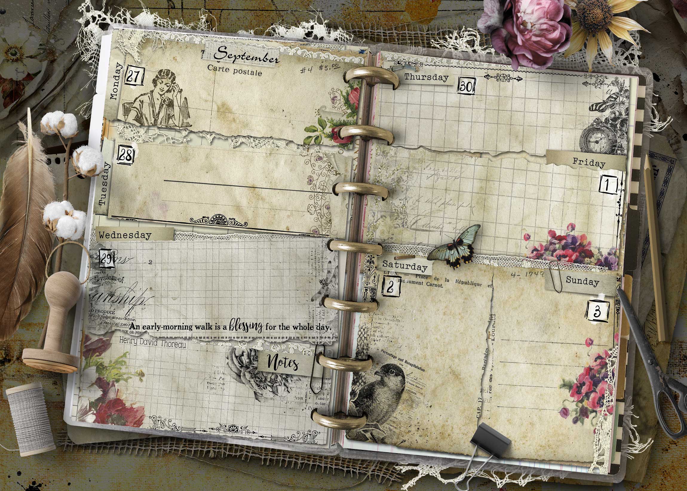 2027 Happy Planner Mini printable weekly planner with vintage neutral design