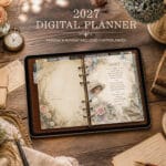 2027 vintage digital planner for GoodNotes and iPad main cover design
