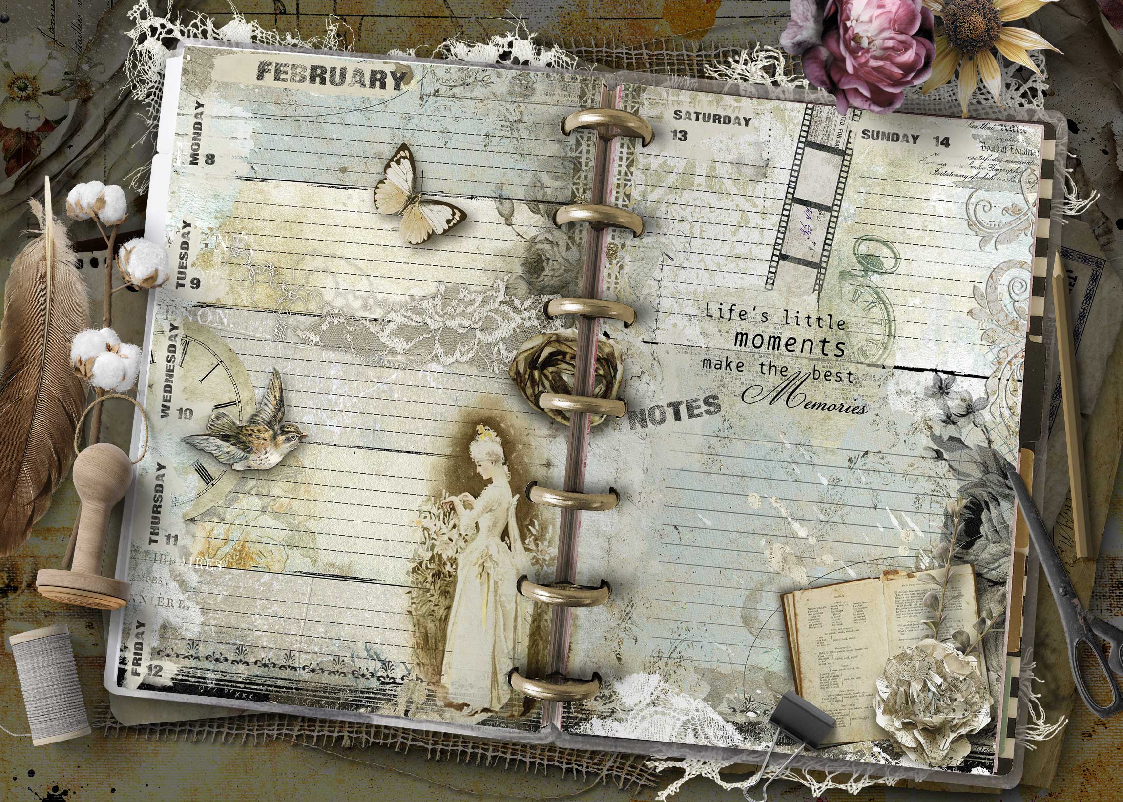 2027 Happy Planner Mini weekly inserts with vintage illustration details