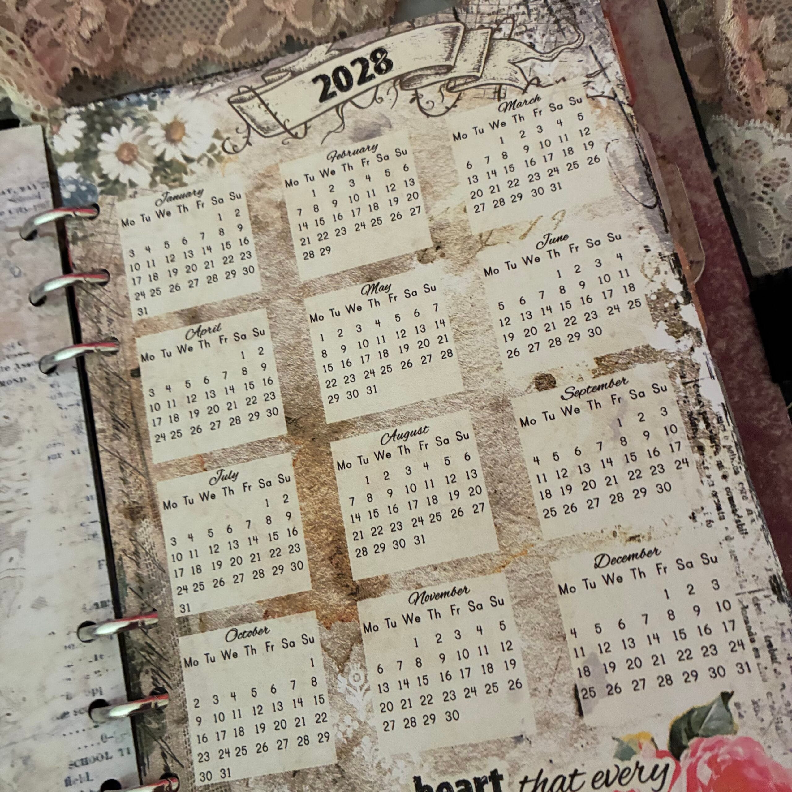 2028 Year At A Glance Page - Vintage Printable PDF - Image 6