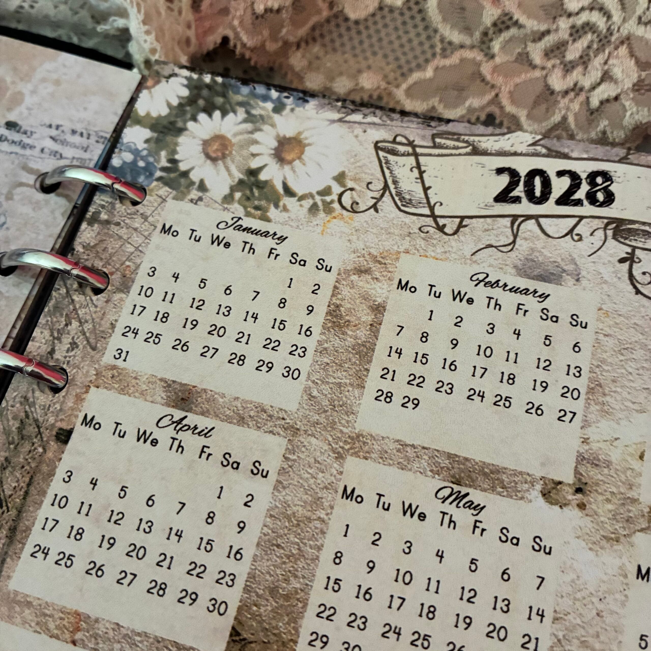 2028 Year At A Glance Page - Vintage Printable PDF - Image 4
