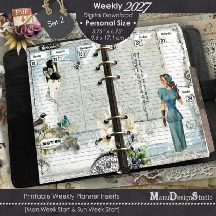 2027 Printable Personal Size Weekly Planner Inserts