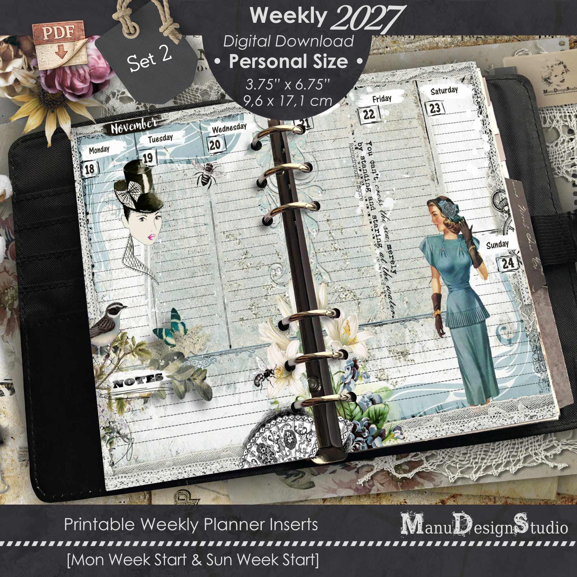 2027 Printable Personal Size Weekly Planner Inserts